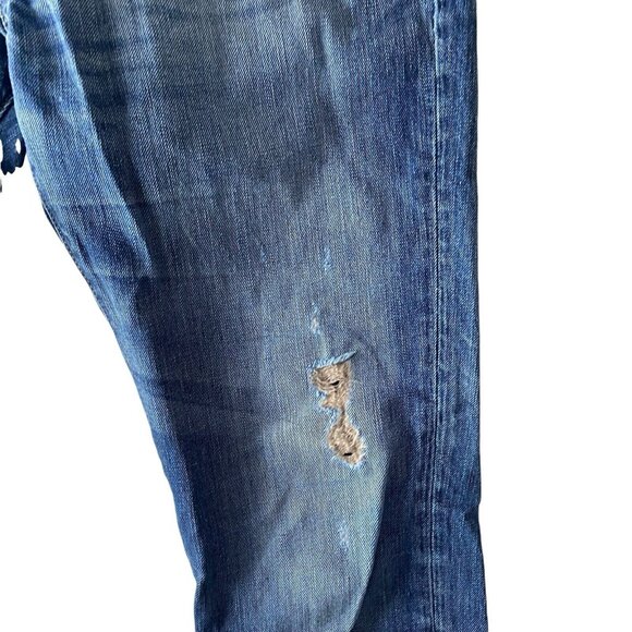 Express Rocco Jeans Mens 31/32 (33/31) Slim Fit Skinny Leg Dark Wash Distressed - Picture 9 of 14